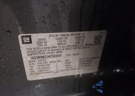 2017 Chevrolet Silverado 1500 1Lt z USA, uszkodzony, nr VIN 1GCVKREC2HZ383695